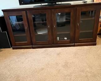 R256 - $95. Media Cabinet. Measures 64" wide x 20" deep x 30" tall. Has some surface wear from use - see photos. 