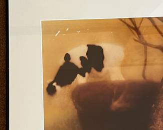 P89 - $15. Framed poster of cows. Poster has some damage - frame & matting are nice. Measures 29.5" x 25". 