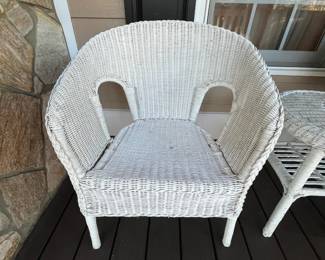 R171c - $60. Chair on the Left. Measures 26.5" wide x 23.5" deep x 23.5" tall. 