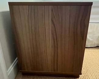 P81 - $100 PAIR of Nightstands. Single Drawers. Particle Board with wood look veneer. Very sturdy! Drawers slide easily. Each measures 19.5" x 20" deep x 24.5" tall. 