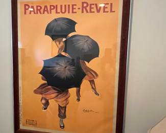 R104 - $15. Parapluie-Revel Poster - Framed Reproduction. Measures 26.5" x 34.5" tall. 