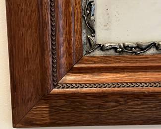 R216 - $55. Beautiful Antique Oak Frame with reproduced, but still old, photo print of young male lovers. Frame measures 25" x 29". Solid wood frame with decorative trim inside. 