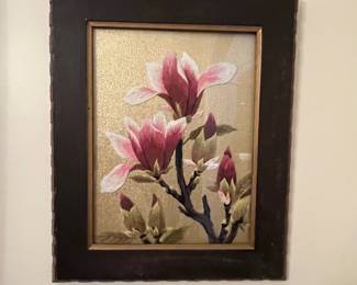 P32 - $40. Japan Bunka Punch Embroidery. Back says Kiyoko Ando. Maeda Kata. Yokohama Japan. Measures 17.25" x 21.25". 