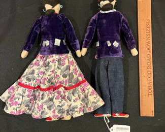 R197 - $20. Pair of Navajo Folk Art Dolls. Fabric, Beaded & Metal Accents. 