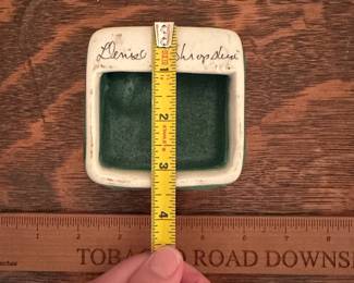 R207 - $15. Denise Shropshire Pottery Wall Hanging. Chattanooga, TN. Approximately 3.5" square x 1" thick. 