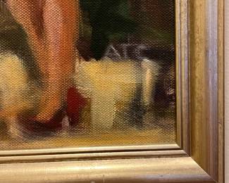 P42 - $100. Original Oil on Canvas Painting by Anne Tanzi Carty. "Fashion Show" Oil on Canvas. Measures 13.25" x 16" tall. 