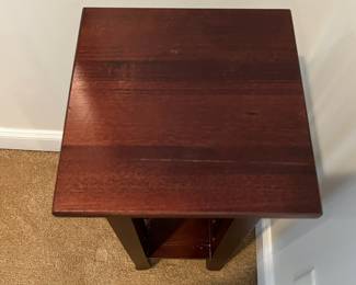 R103 - $20. Mission Style Fern Stand / Lamp Table. Not old. Measures 11.75" square x 34" tall. 