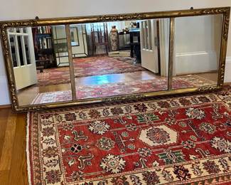 P21 - $225. Fosters Brothers Makers Boston Mass. Large Triple Mirror. Measures 58" x 23". Can be hung in either direction. Beautiful gold gilded frame and mirrors do show some minor desilvering but that adds to the look!