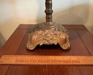 R107 - $75. Antique Paper Mache Female Torso Mannequin on Metal Stand. Measures 14" wide x 41.5" tall. 