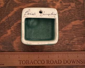 R207 - $15. Denise Shropshire Pottery Wall Hanging. Chattanooga, TN. Approximately 3.5" square x 1" thick. 