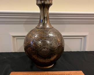 P50 - $100. Mark Hewitt Pottery. Signed WMH (& Aaron Weaver). Measures 8" at the widest part x 13" tall. 