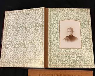 R150 - $125. Antique Velvet Covered Photo Album - Lock has been removed. Measures 9.5" x 12" x 2.5" Includes 35 Cabinet Card Photos from Hardy Artist Photographer 523 Washington St. Boston MA. All photos have names. 