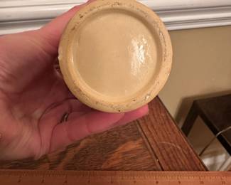 R202 - $50. Belived to be the  Original Roseville Pattern "Dahlrose Brown". Measures 3.5" x 6.25" tall. One minor chip on the base. 