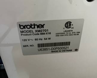 R174 - $50. Brother Sewing Machine Model XM2701. Lightweight sewing and embroidery machine with 27 Stitches. Powers on and goes!