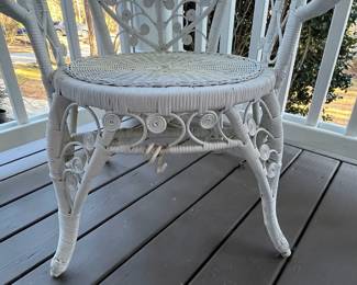 R170 - $125. Chair & Ottoman. Chair is 28" wide x 47" tall. Ottoman is 18" round x 14" tall. 