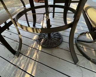 R168 - $175. Winston Tabletops Marble Table with 4 Chairs & Umbrella. 1 swivel chair & 3 regular chairs. 