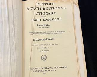 R249 - $50. 1949 Webster's New International Dictionary of The English Language. Second Edition. Unabridged. 