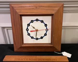 R228 - $20. Design by Holiday MCM Wall Clock. Frame is 10" square. Battery Operated & Works!