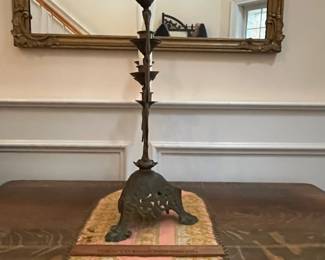 P47 - $125. Antique French Brass Candelabra that holds 7 candles. Measures 24" wide x 19.5" tall (no candles) No issues noted. 