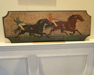 P37 - $30. George Nathan Wall Hanging. Horse Racing - P87.  Measures 32" x 11.5". 