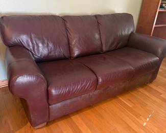 burgandy leather sofa