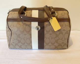 Authentic Coach Stripe Zip Satchel