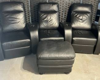 Attached Leather Recliners And Ottoman