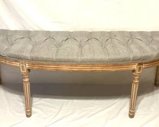 Grey Upholstered Half Moon Bench