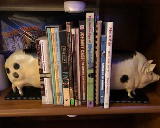 Memphis Books and Cast Iron Pig Book Ends