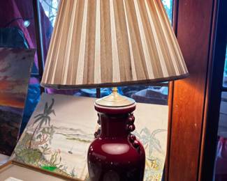 Burgundy ceramic lamp