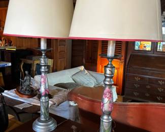 Floral painted lamps
