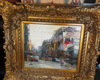 Framed oil painting