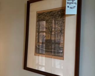 Framed antique engraving