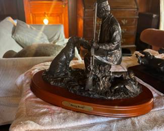 Bronze hunting sculpture