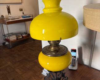 Yellow vintage oil lamp $80.00