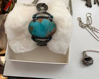 Pretty Turquoise & Sterlin (unmarked) cuff Bracelet