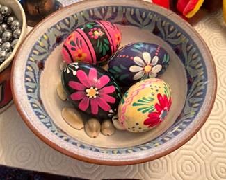 Easter eggs in a bowl with seashells $10.00