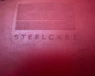 Steelcase red plastic and chrome stacking chair