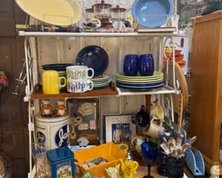 casserole dishes, Fiestaware, tins, glassware