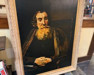 Large oil on canvas reproduction of "An Old Man Rembrandt"