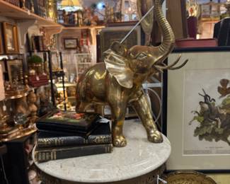  Beautiful, large brass elephant figurine, framed art