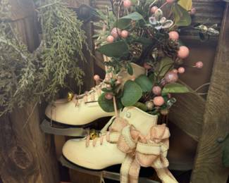 antique ice skate arrangement