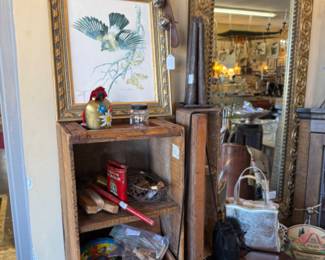 bird print, shelving, bells