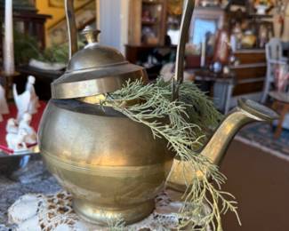 vintage brass tea pot