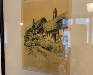 Anne Hathaway' cottage in Shottery, England  signed watercolor print by Marjorie C. Bales