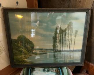 vintage print of Homer Dodge Martin's painting "Harp of the Winds: A View on the Siene" 