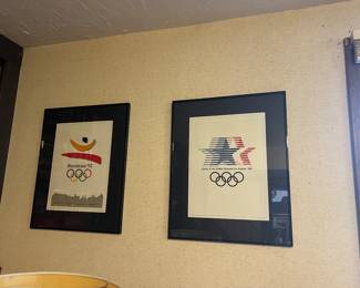 Framed posters from 1992 and 1984 Olympic Games