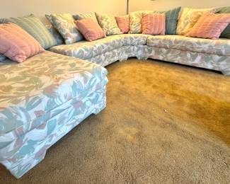 Rare 1980s Postmodern Curved Sectional Sofa – Memphis Revival Pastel Upholstery