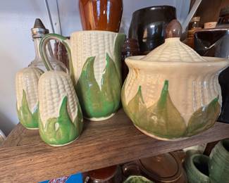 Vintage Shawnee Pottery Corn King / Corn Ware Pitcher, Cookie Jar & Shakers (Set)