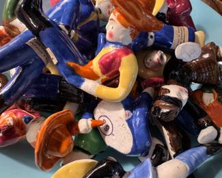 Painted Clay Cowboy & Mexican Folk Art Figurines